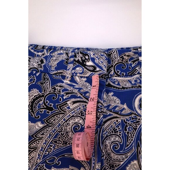 New York & Company Women's Paisley Stretch‎ Pencil Short Blue & White Size 6 - Picture 8 of 10